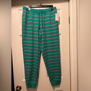 Green and Pink Striped Sleepwear Cuff Pant